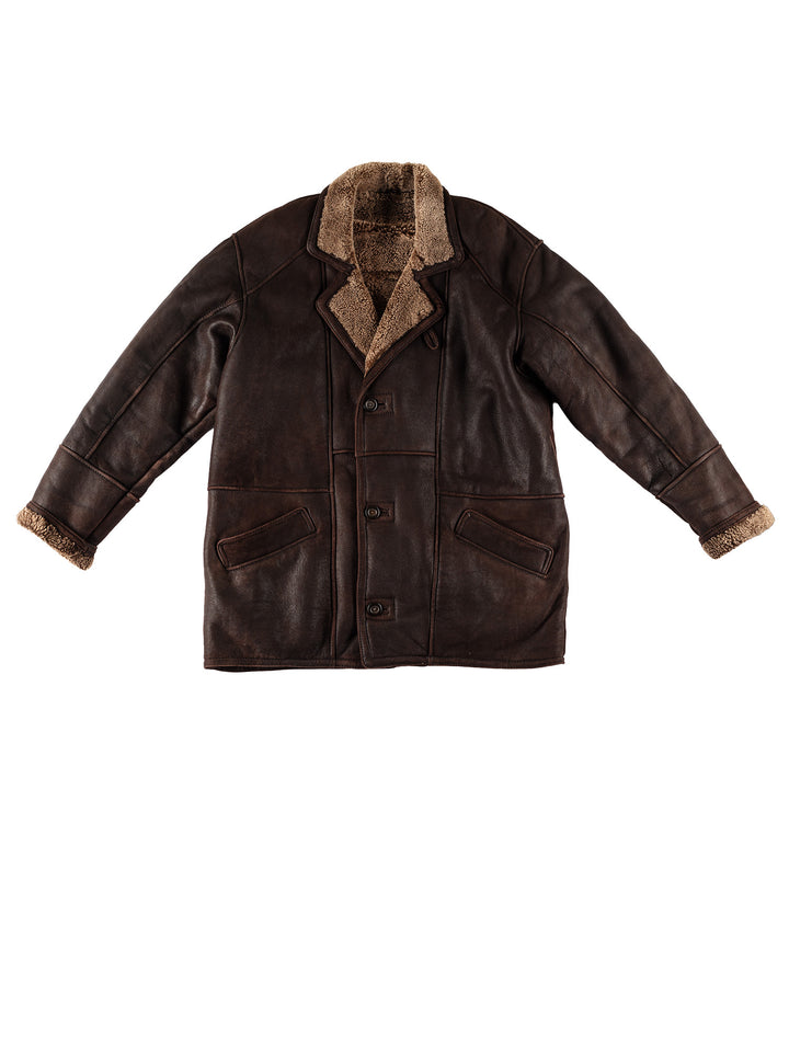 Vintage 80's Men Sheepskin Coat in BrownVN702