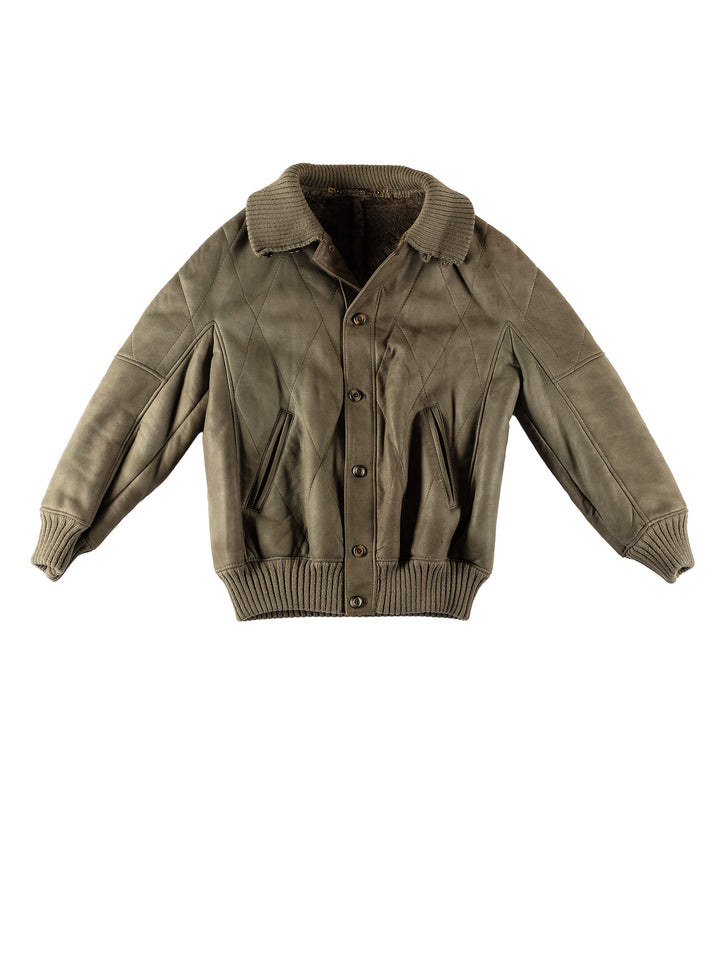 Vintage 80's Men Sheepskin Jacket in GreenVN540