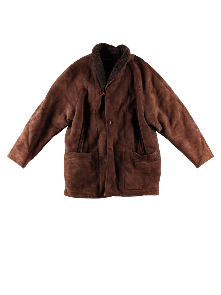 Vintage 80's Men Sheepskin Coat in BrownVN777