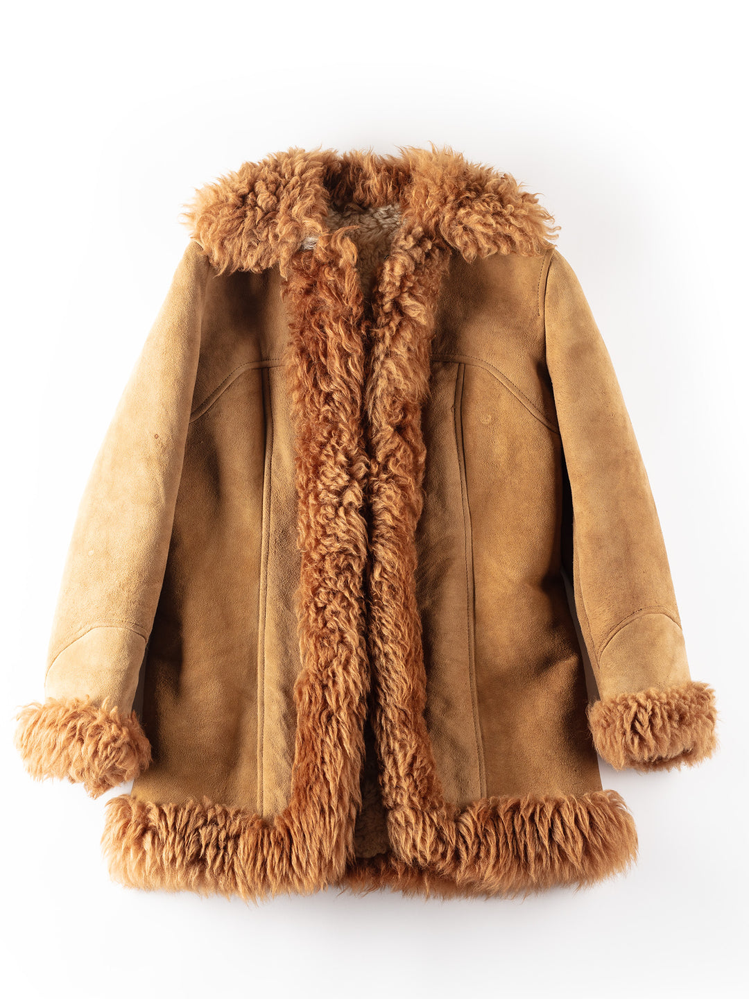 Vintage 70's Women Sheepskin Shearling Coat in Brown