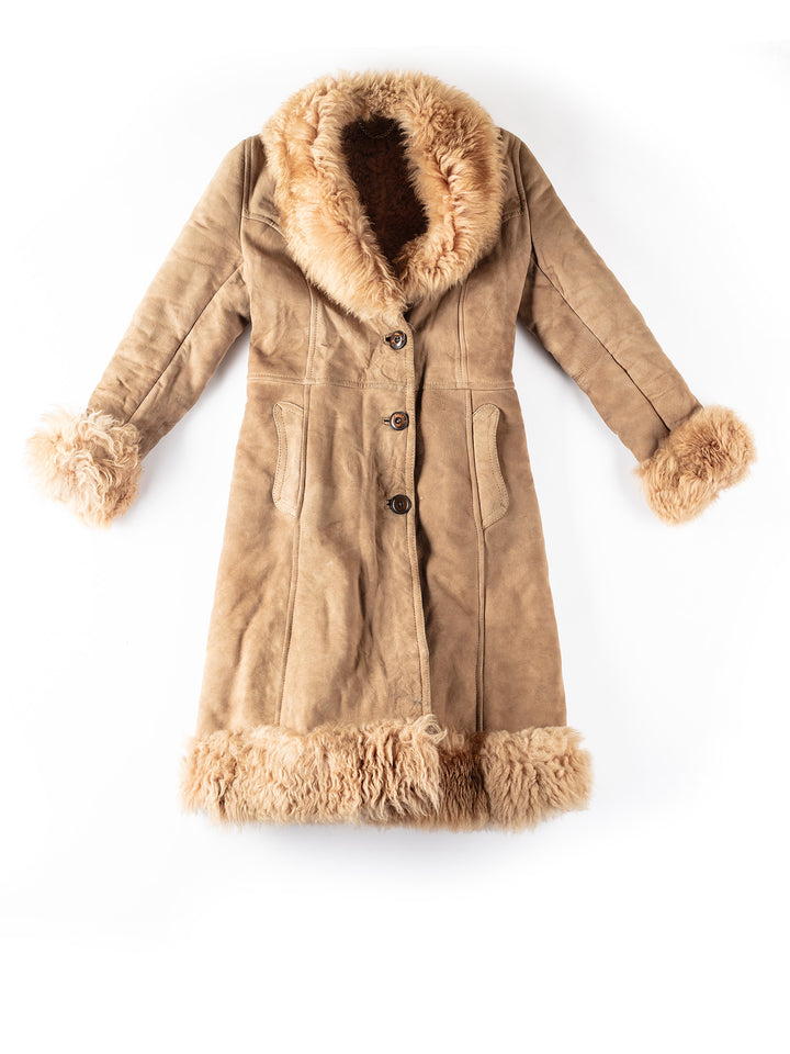 Vintage 70's Women Sheepskin Coat in BeigeMN296