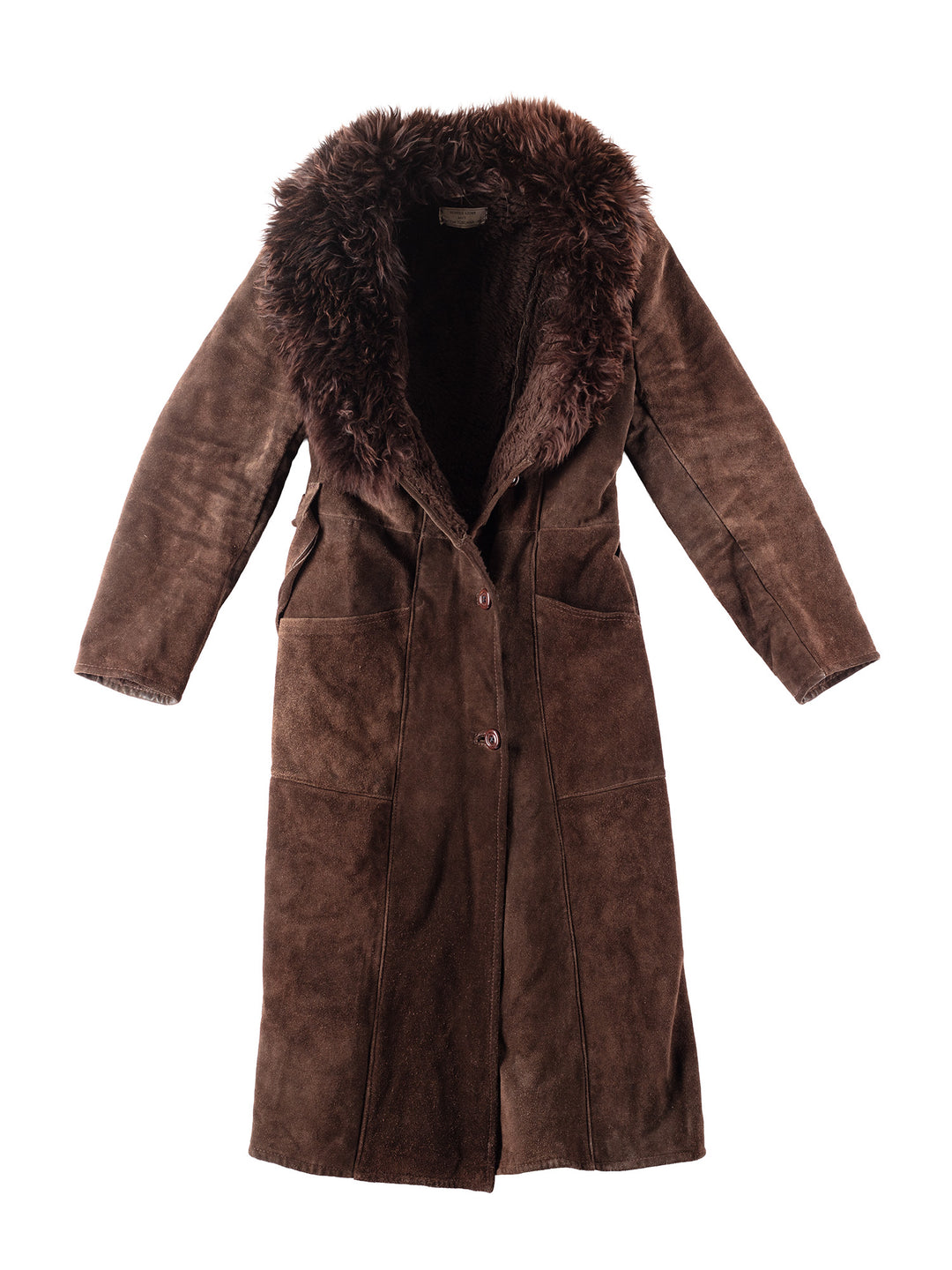 Vintage 90's Women Faux Sheepskin Coat in Brown