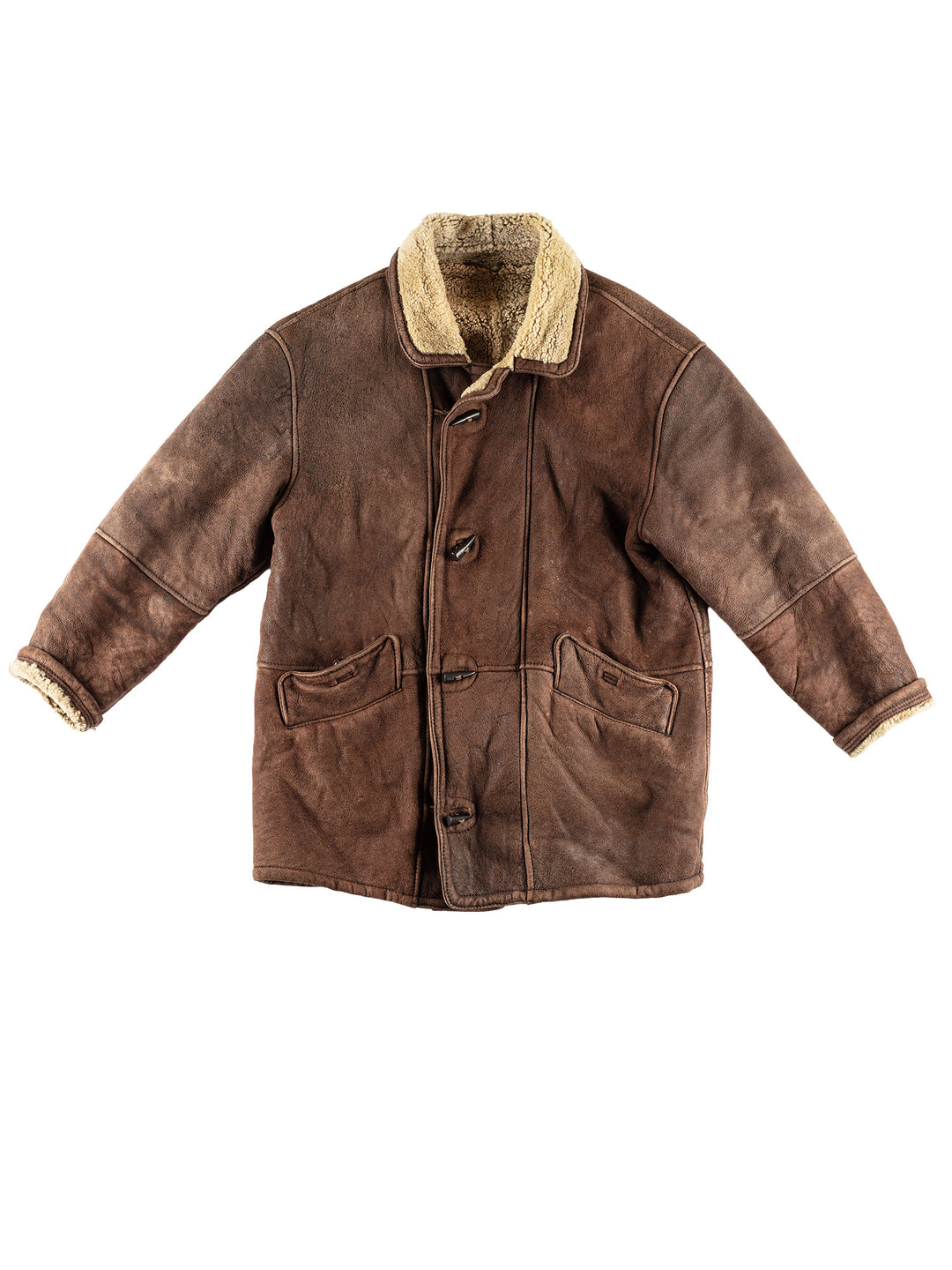 Vintage 80's Men Sheepskin Coat in BrownVN471