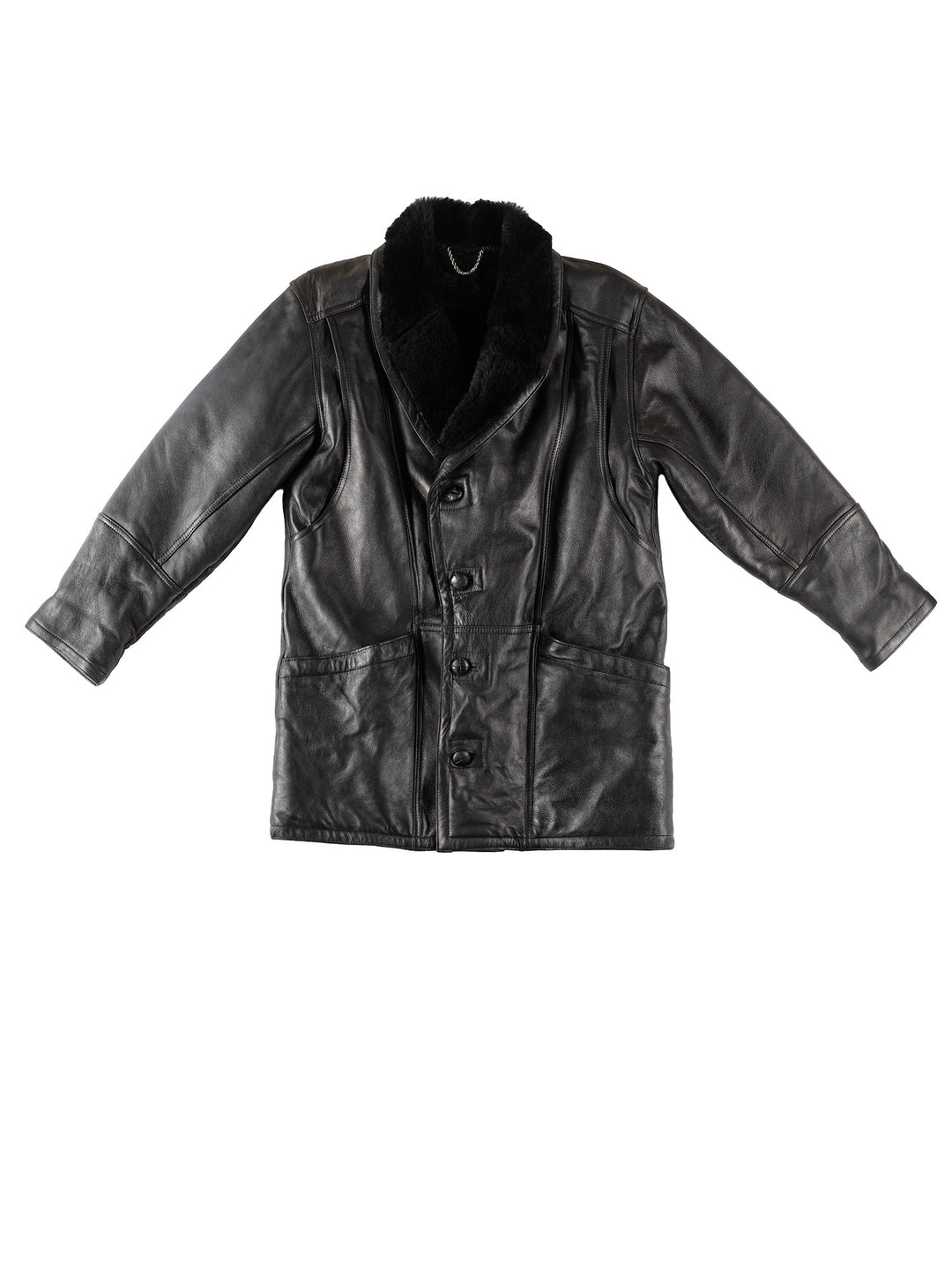 Vintage 80's Men Sheepskin Coat in BlackVN325