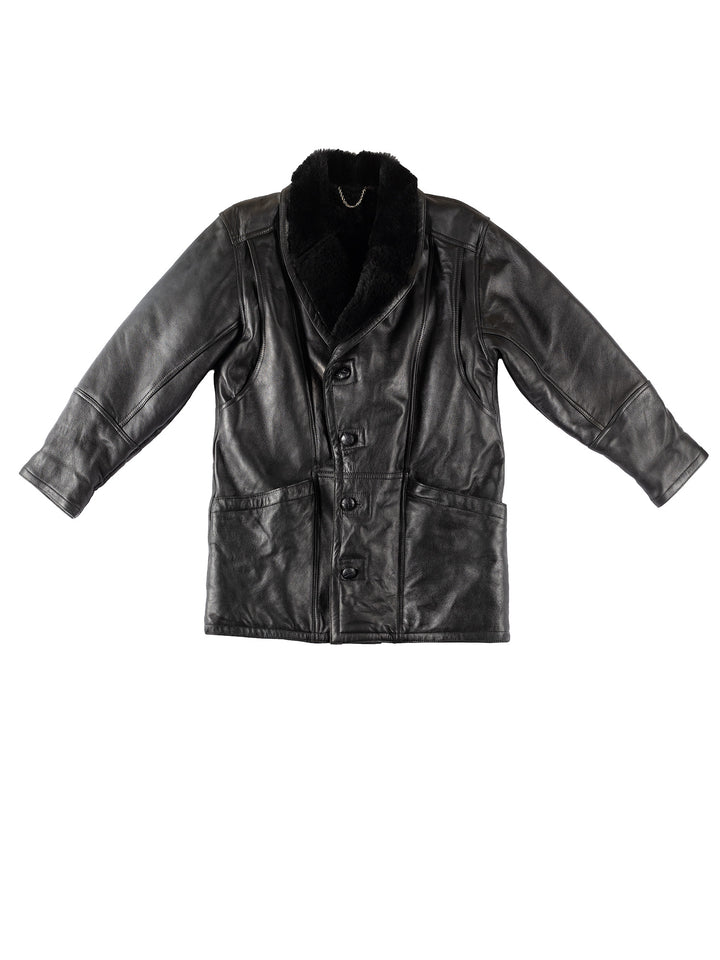 Vintage 80's Men Sheepskin Coat in BlackVN325