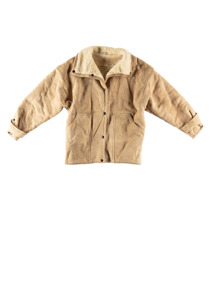 Vintage 80's Women Sheepskin Jacket in BeigeMN801