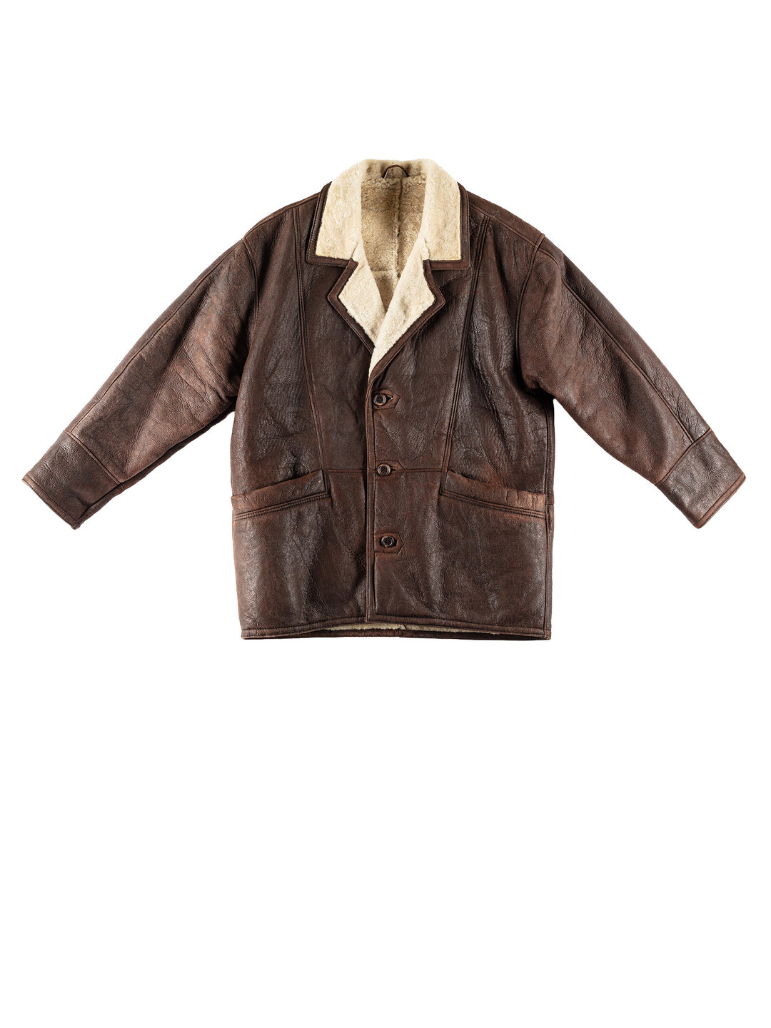 Vintage 80's Men Sheepskin Coat in BrownVN769