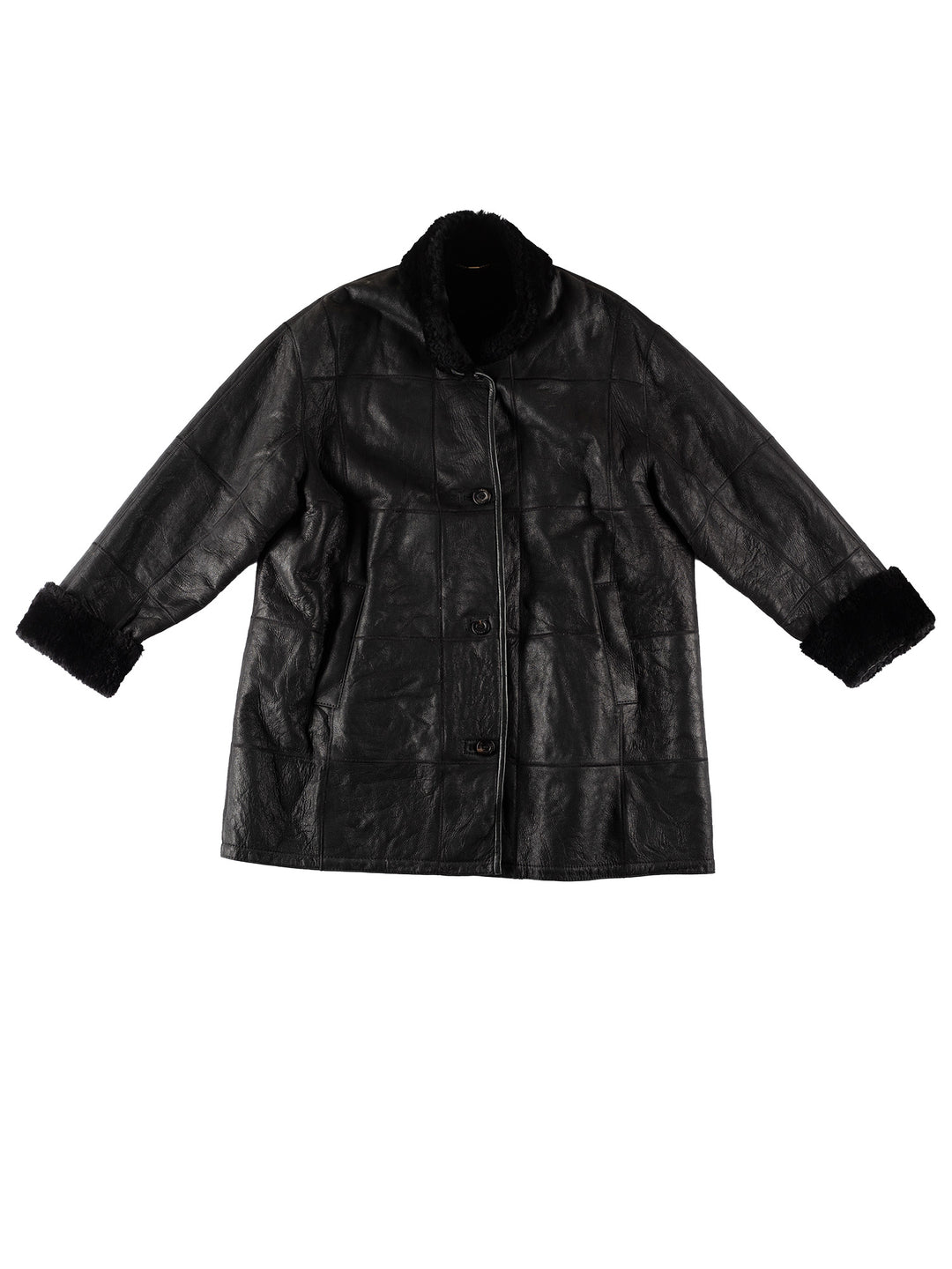 Vintage 80's Women Sheepskin Coat in BlackMN692