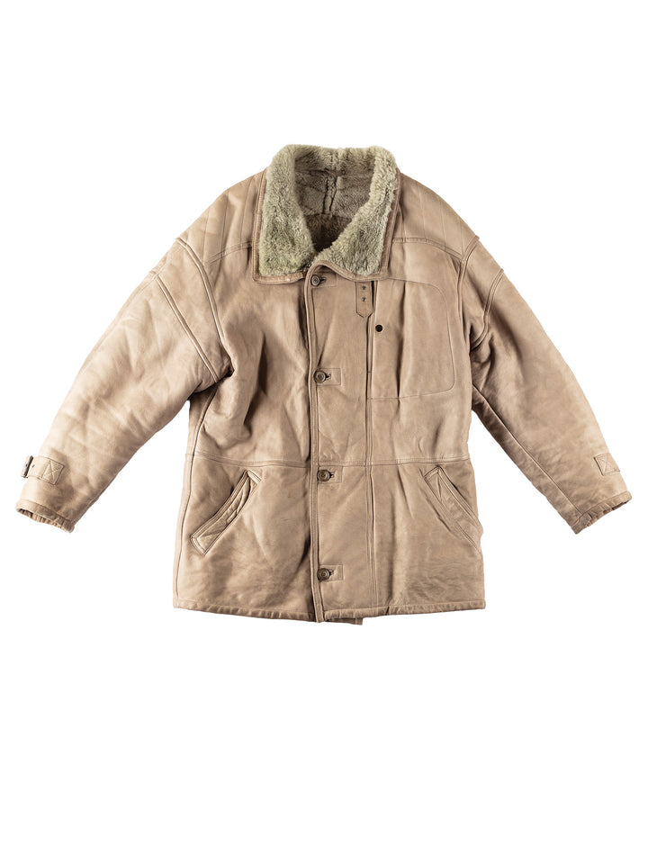 Vintage 80's Men Sheepskin Coat in BeigeVN518