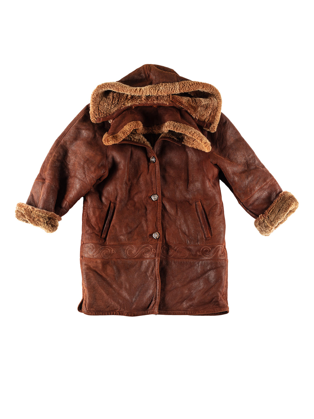 Vintage 80's Women Sheepskin Coat in BrownMN448