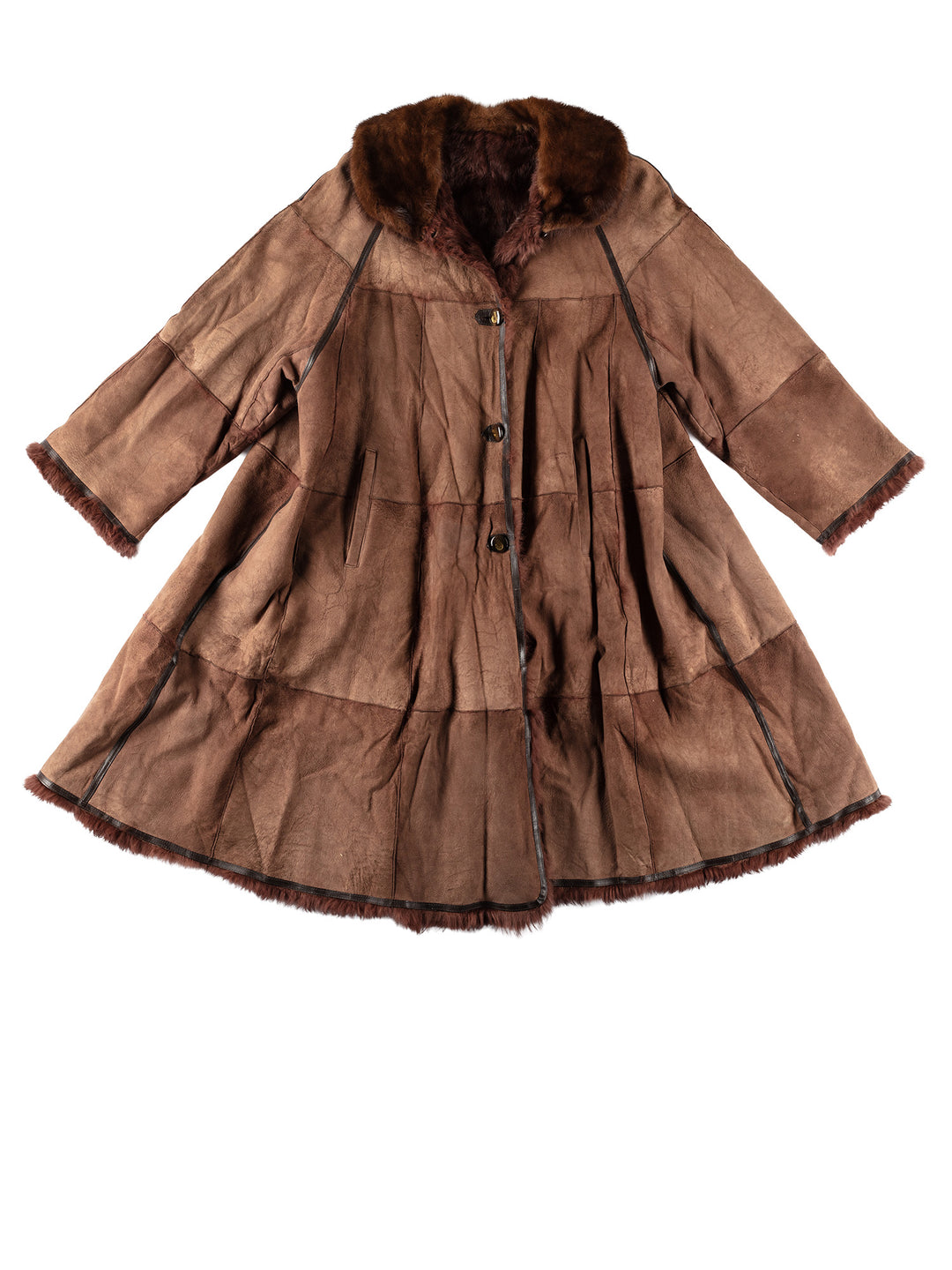 Vintage 70's Women Sheepskin Coat in BrownMN611
