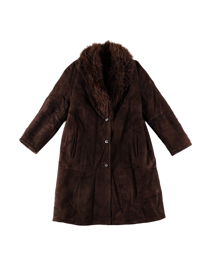 Vintage 80's Women Sheepskin Coat in BrownMN731