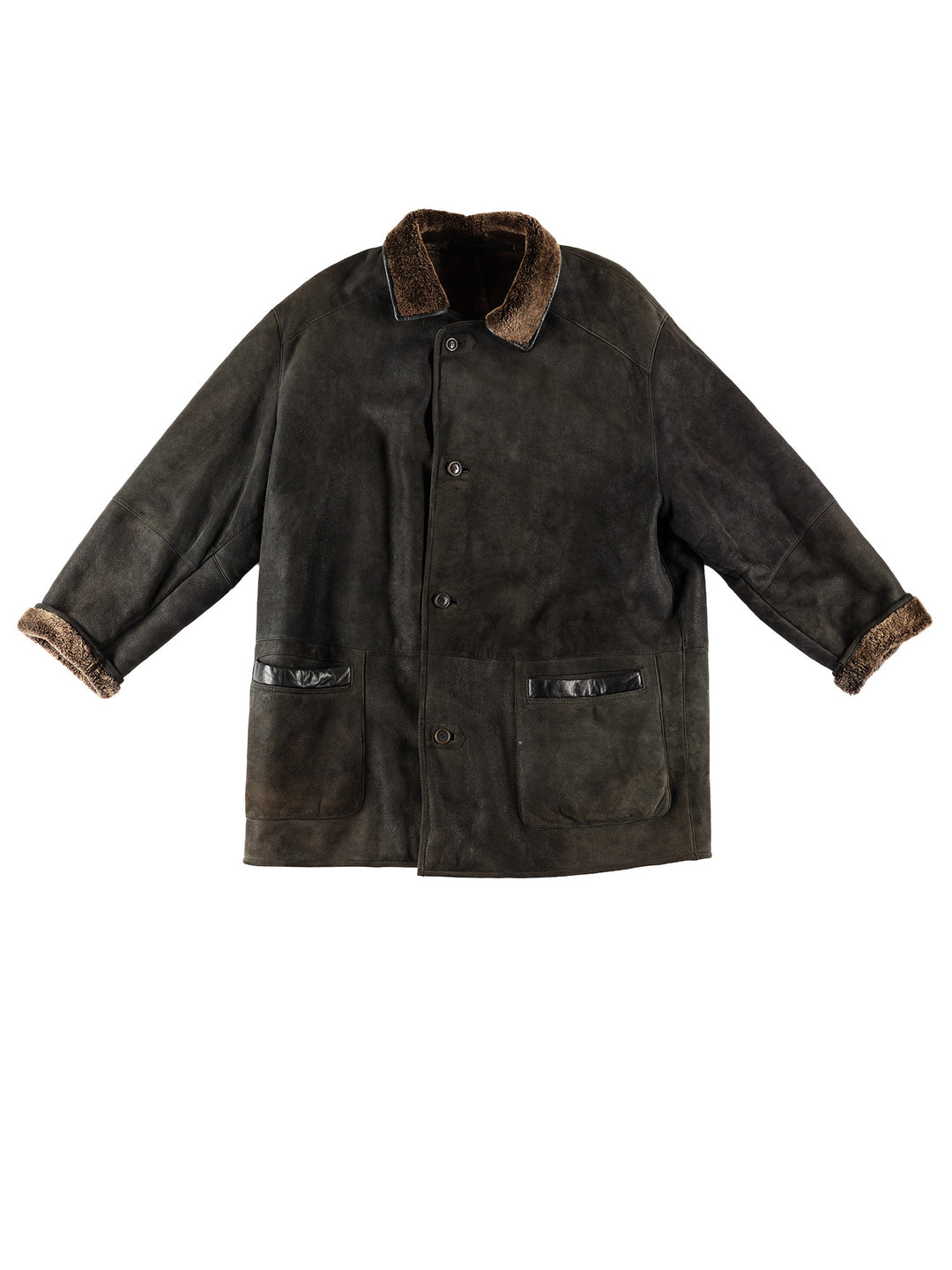 Vintage 80's Men Sheepskin Coat in GrayVN715