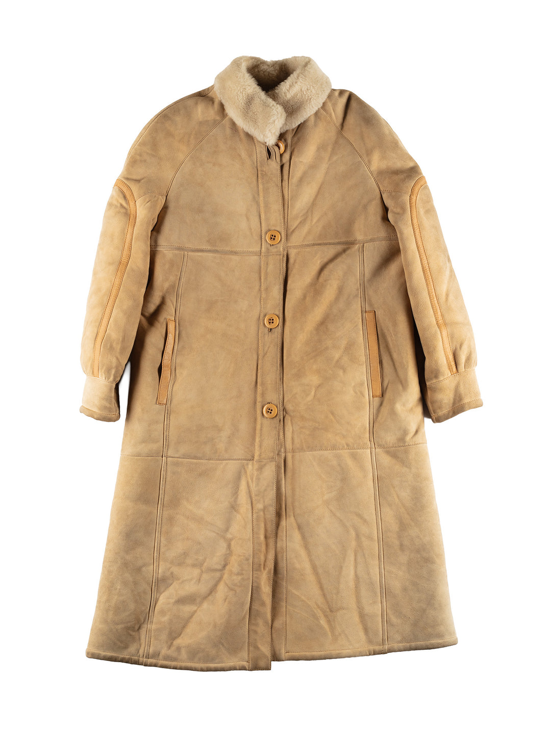 Vintage 90's Women Sheepskin Coat in Beige