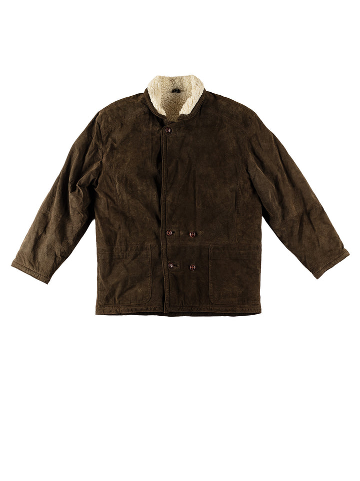 Vintage 80's Men Faux Sheepskin Coat in GreenVN548