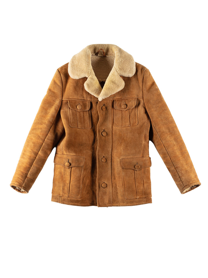 Vintage 70's Men Sheepskin Coat in BrownVN406