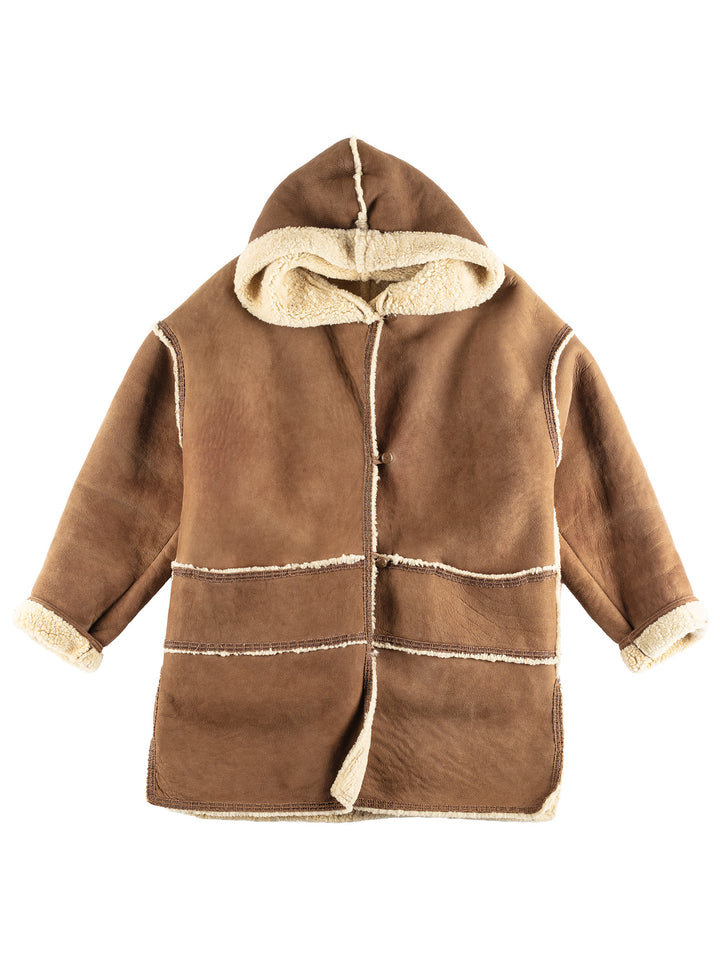 Vintage 90's Women Sheepskin Coat in Brown