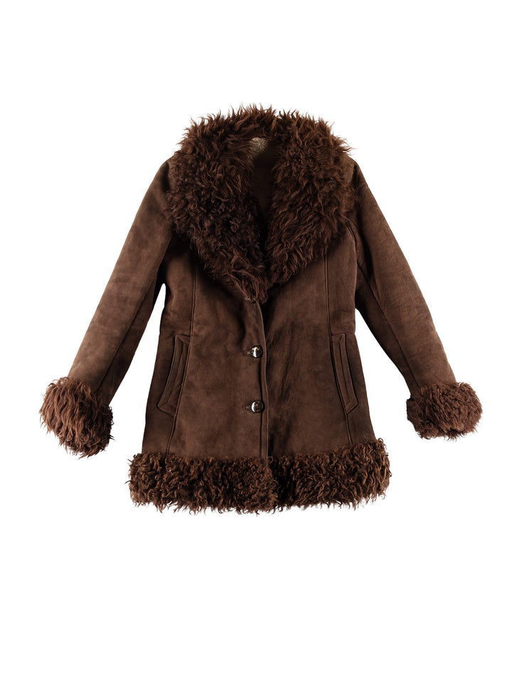 Vintage 70's Women Sheepskin Coat in BrownMN788