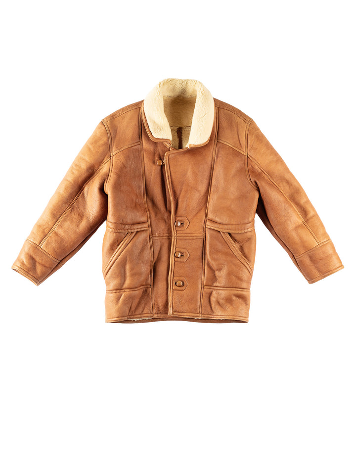 Vintage 80's Men Sheepskin Coat in BrownVN328