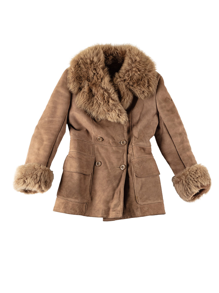 Vintage 70's Women Sheepskin Coat in BrownMN593