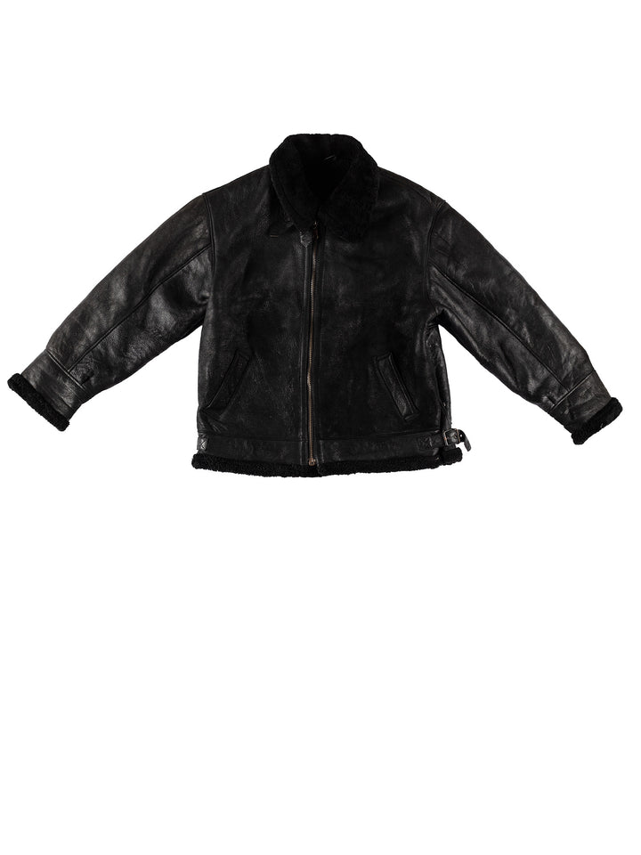 Vintage 80's Men Sheepskin Jacket in BlackVN684
