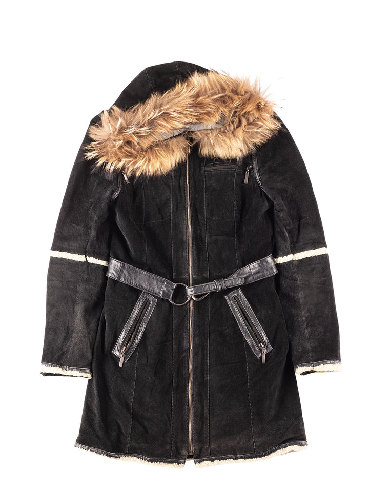 Vintage 00's Women Fur Coat in Black