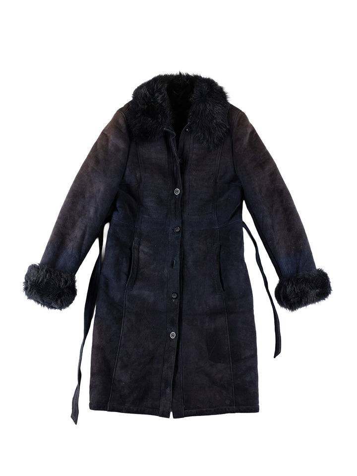 Vintage 70's Women Sheepskin Coat in BlueMN660