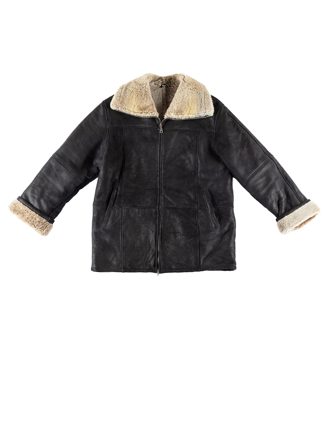 Vintage 80's Women Sheepskin Jacket in BlackMN452