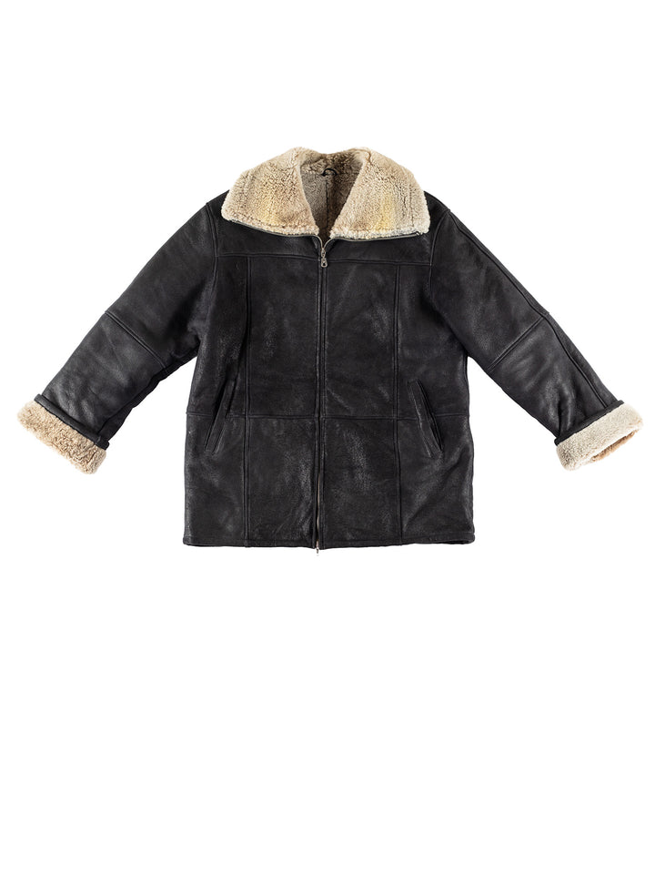 Vintage 80's Women Sheepskin Jacket in BlackMN452