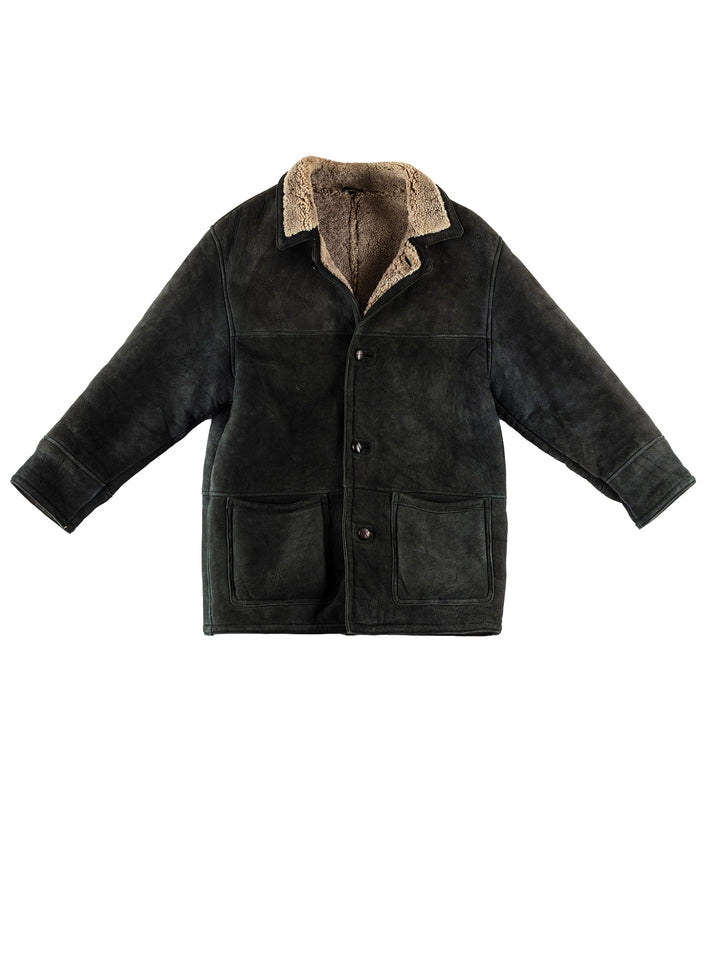 Vintage 80's Men Sheepskin Coat in GreenVN593