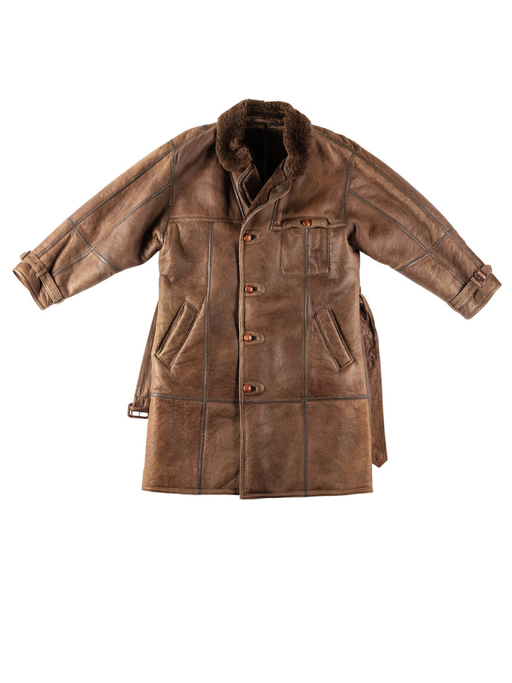 Vintage 80's Men Sheepskin Coat in BrownVN302