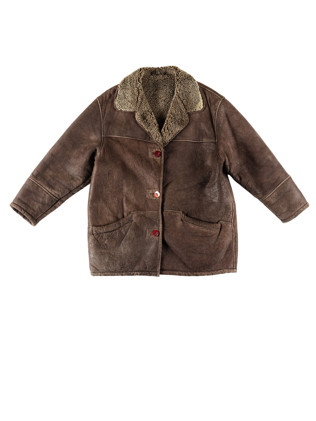 Vintage 80's Women Sheepskin Coat in BrownMN714