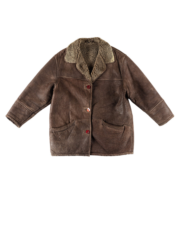 Vintage 80's Women Sheepskin Coat in BrownMN714