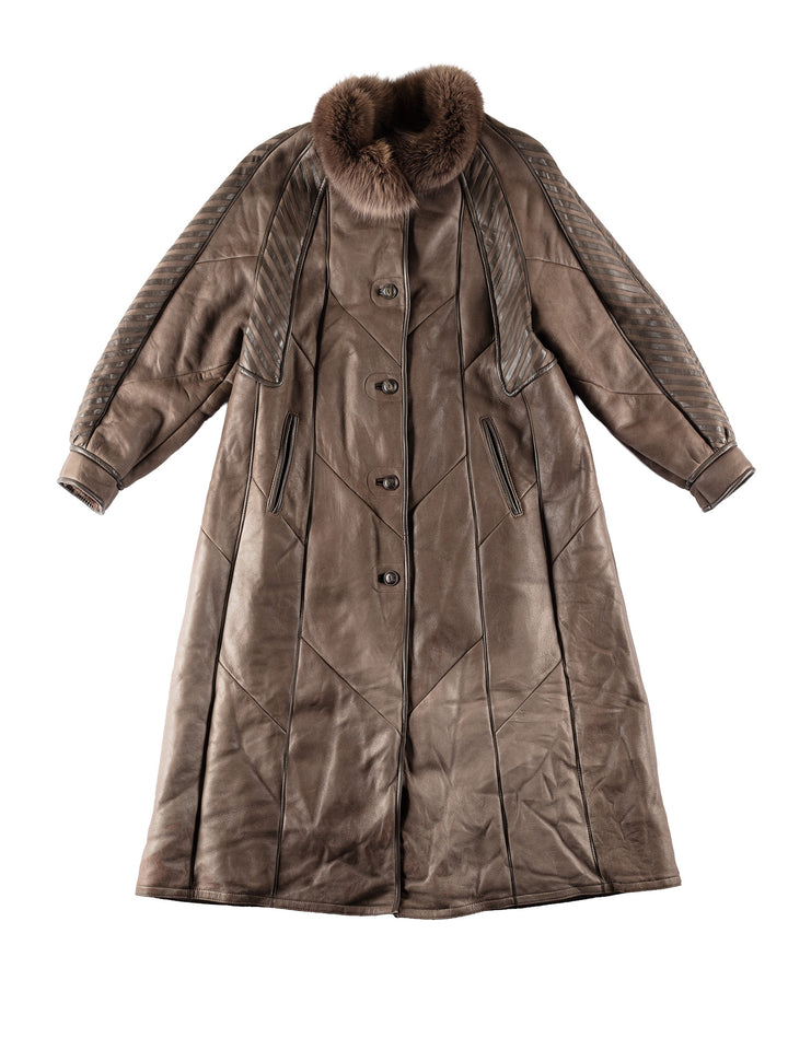 Vintage 80's Women Sheepskin Coat in BrownMN698