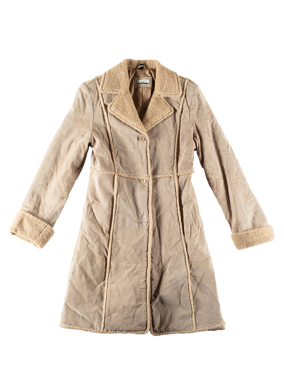 Vintage 70's Women Suede Coat in BeigeMN694