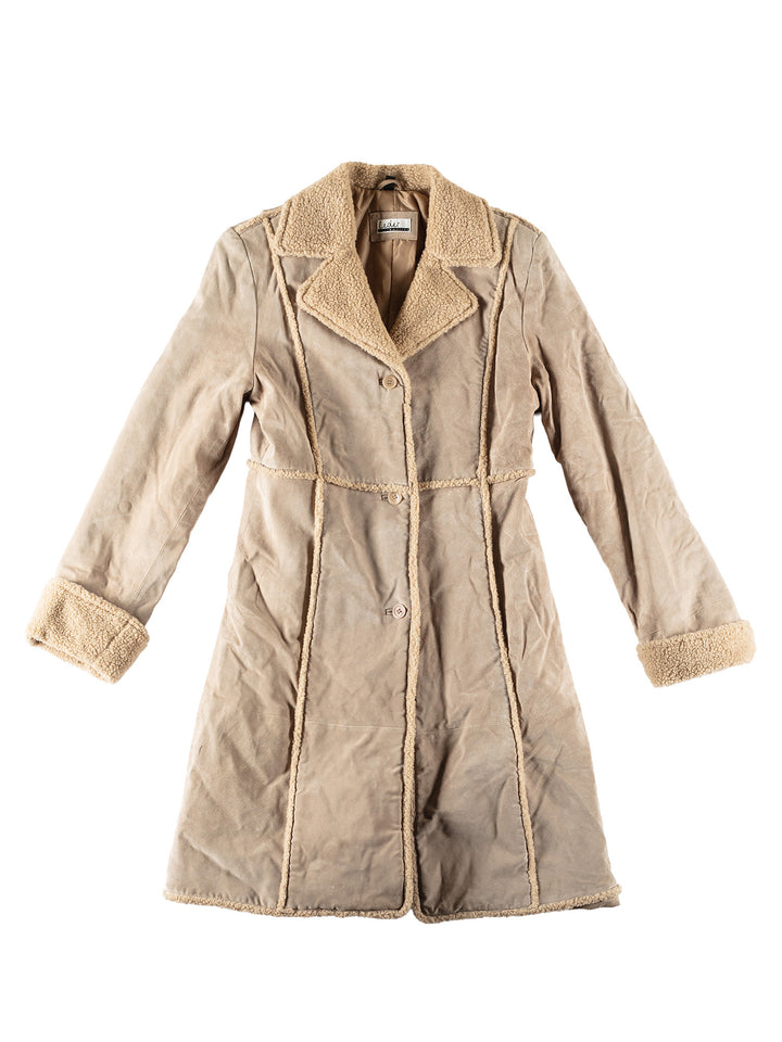 Vintage 70's Women Suede Coat in BeigeMN694