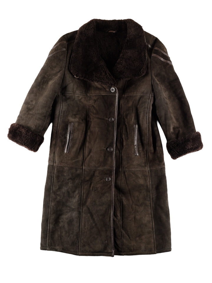 Vintage 80's Women Sheepskin Coat in BrownMN498
