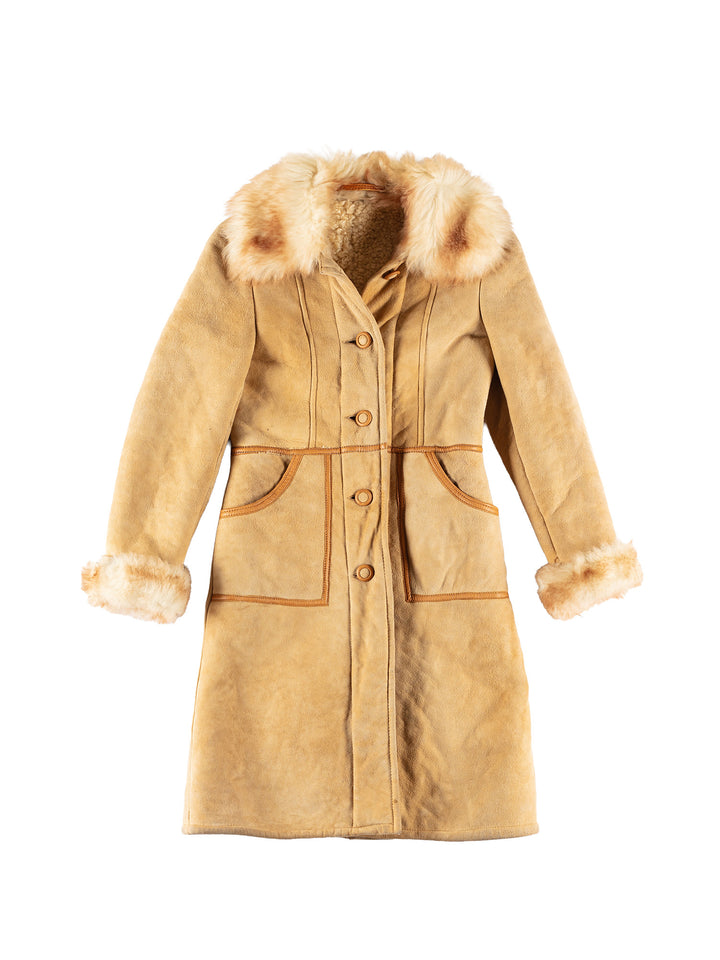 Vintage 70's Women Sheepskin Coat in BeigeMN744