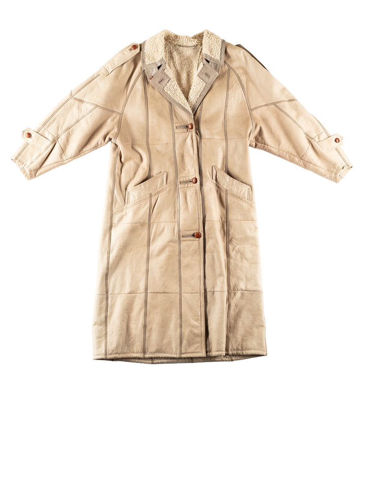 Vintage 80's Women Sheepskin Coat in BeigeMN814