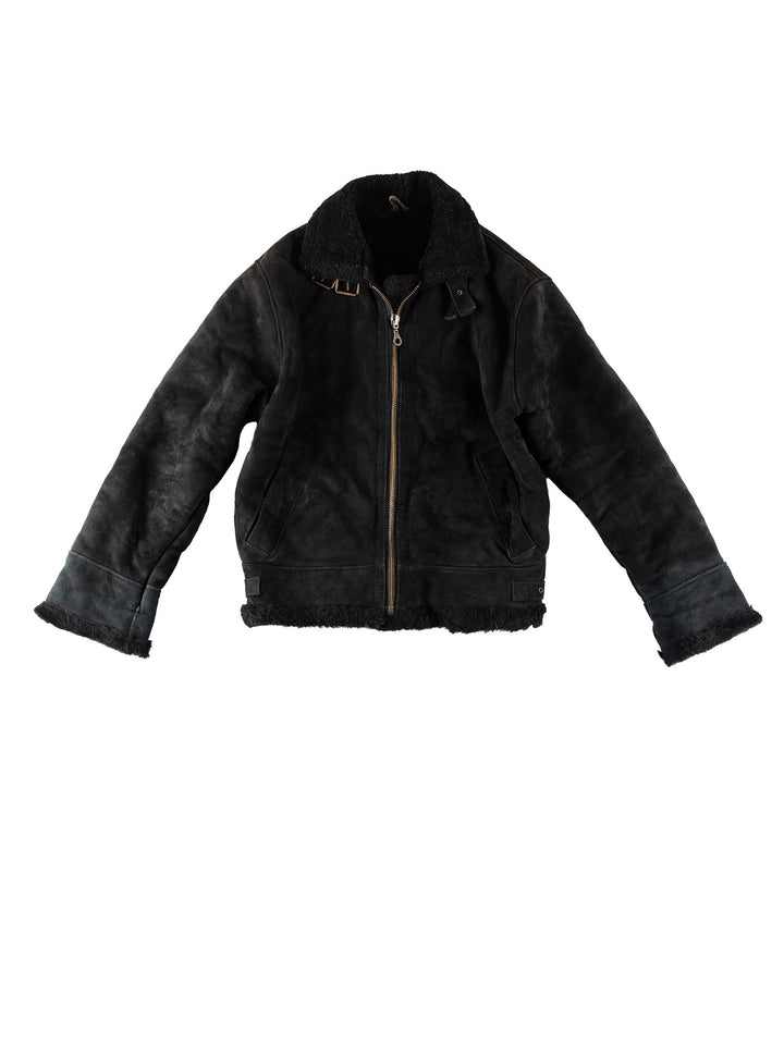 Vintage 80's Women Sheepskin Jacket in BlackMN475