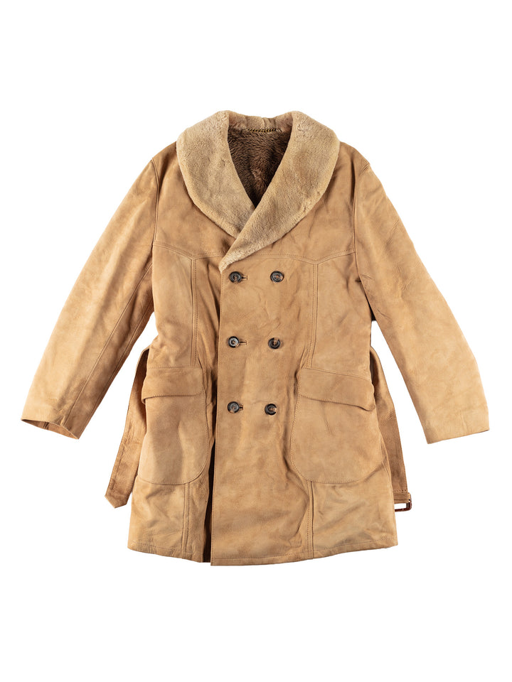 Vintage 70's Men Faux Sheepskin Coat in BeigeVN562