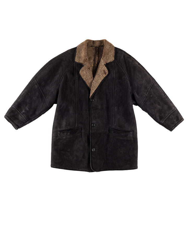Vintage 80's Men Sheepskin Coat in GrayVN714