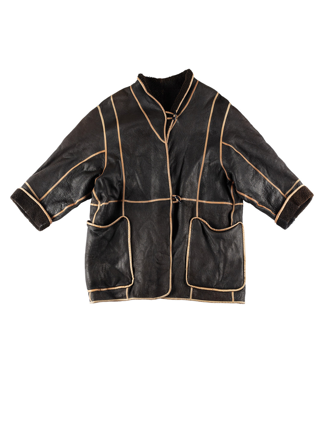 Vintage 80's Women Sheepskin Coat in BlackMN456