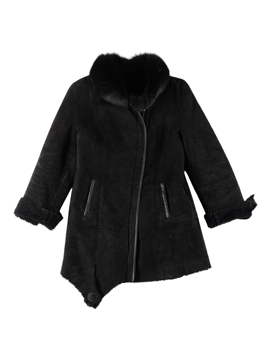 Vintage 70's Women Sheepskin Coat in BlackMN757
