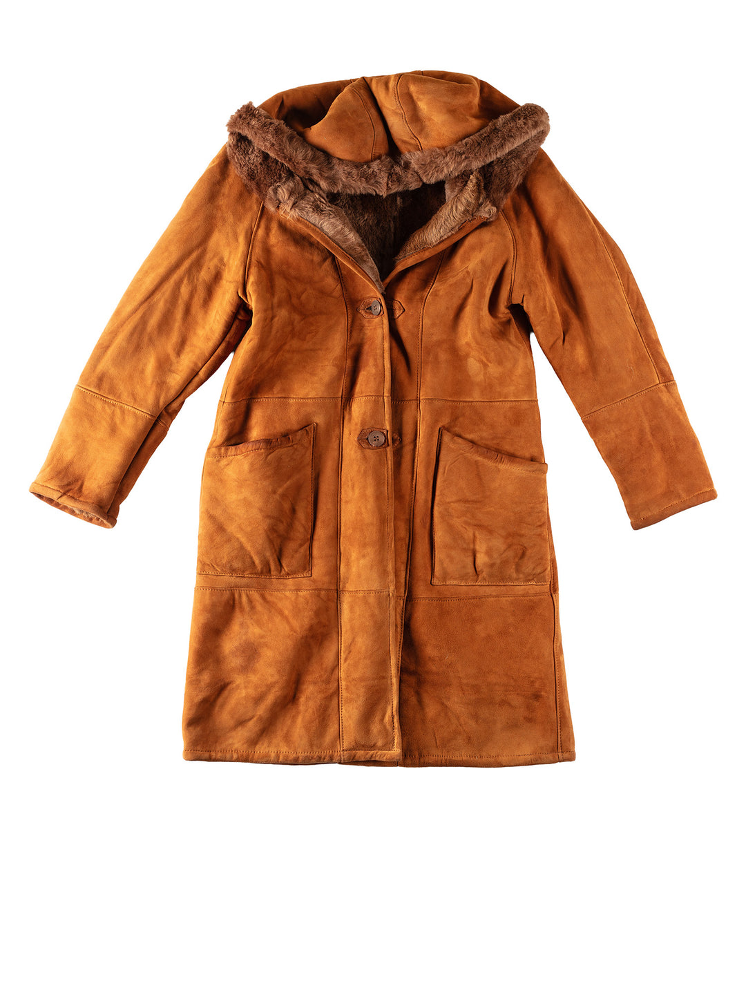 Vintage 70's Women Sheepskin Coat in OrangeMN341