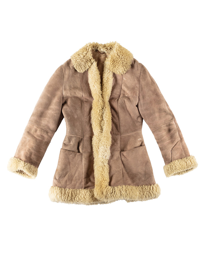 Vintage 70's Women Sheepskin Coat in BeigeMN728