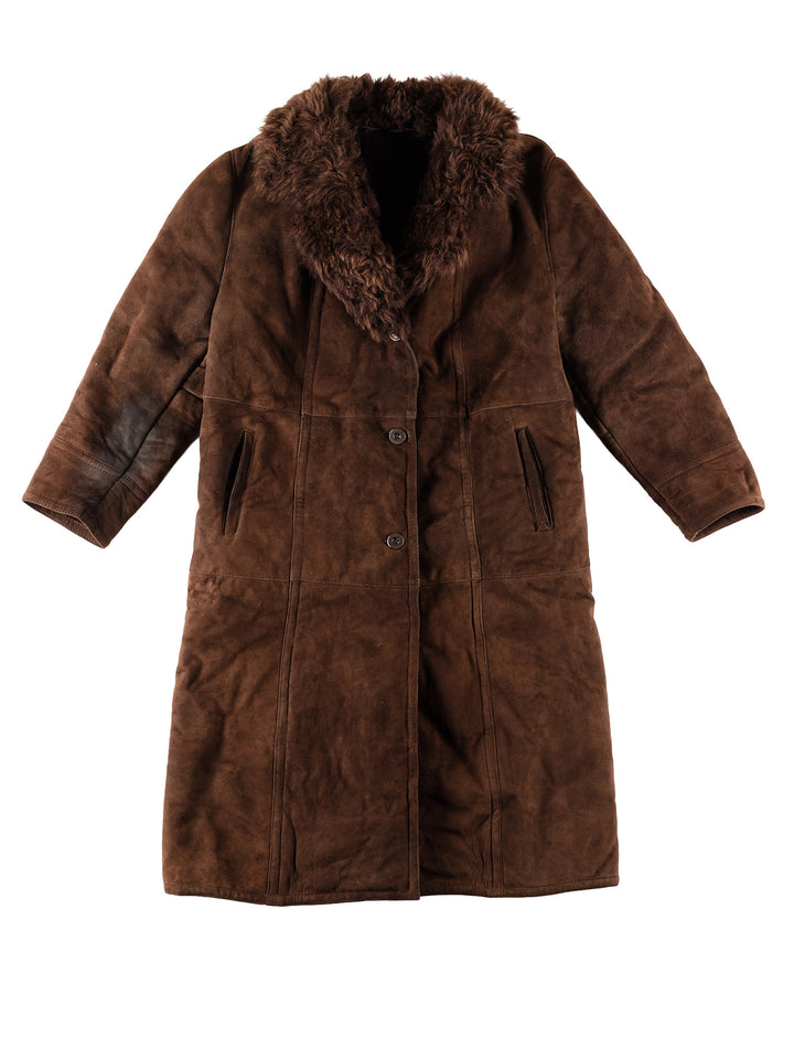 Vintage 80's Women Sheepskin Coat in BrownMN465