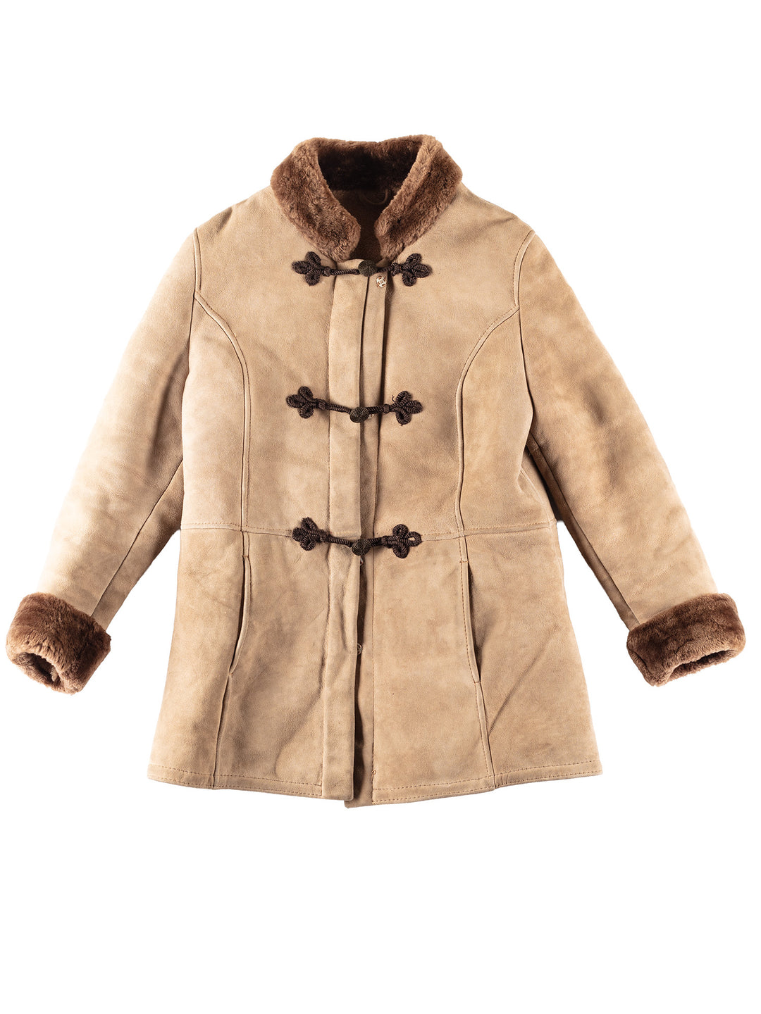 Vintage 90's Women Sheepskin Coat in Beige