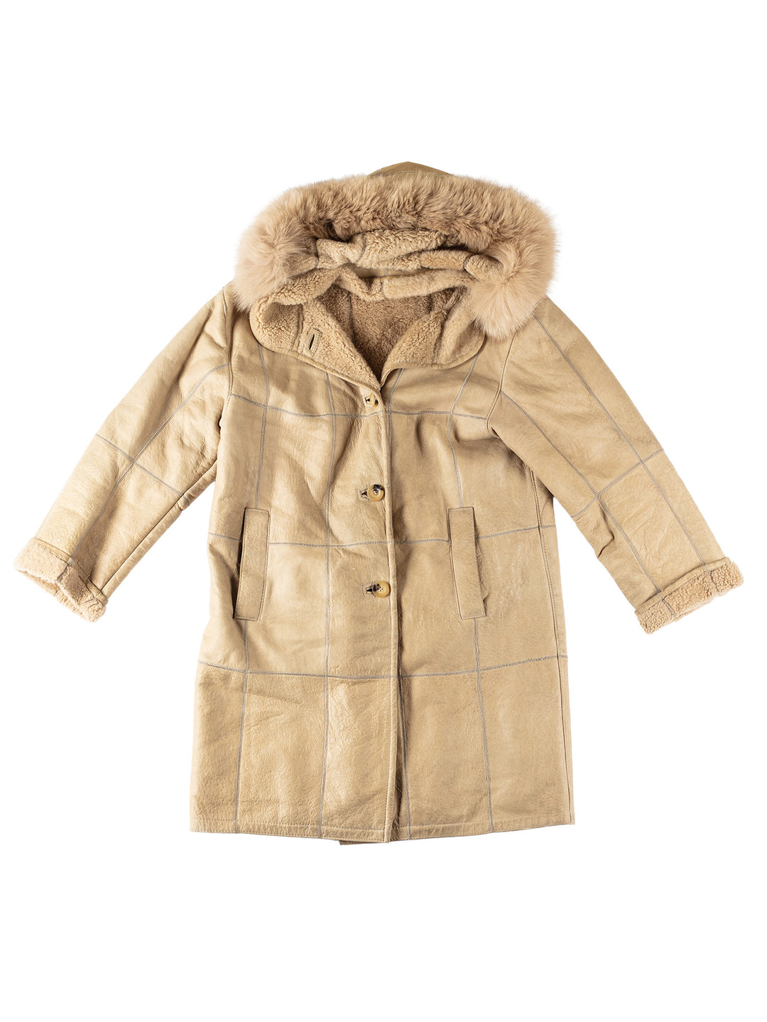 Vintage 80's Women Sheepskin Coat in BeigeMN568