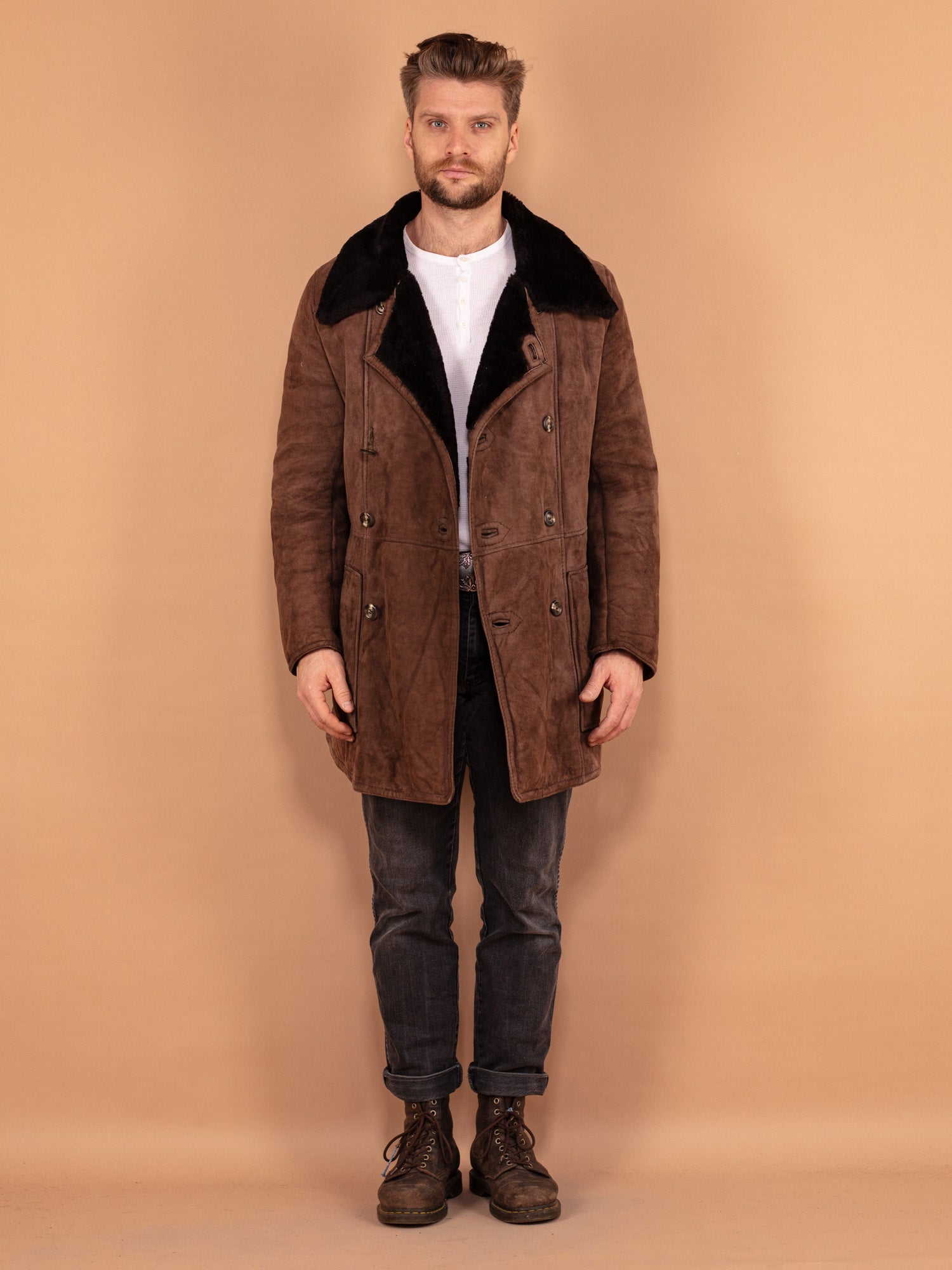 1970s Vintage buy - Men's Suede Shearling Style Western Coat